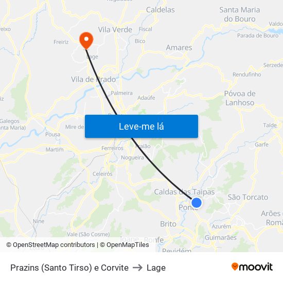 Prazins (Santo Tirso) e Corvite to Lage map