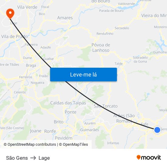 São Gens to Lage map