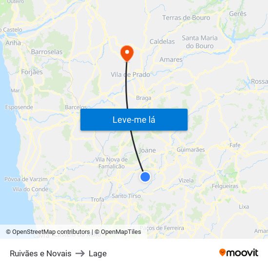 Ruivães e Novais to Lage map