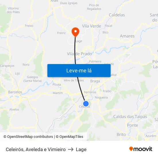 Celeirós, Aveleda e Vimieiro to Lage map