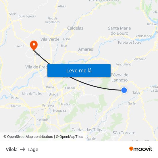 Vilela to Lage map