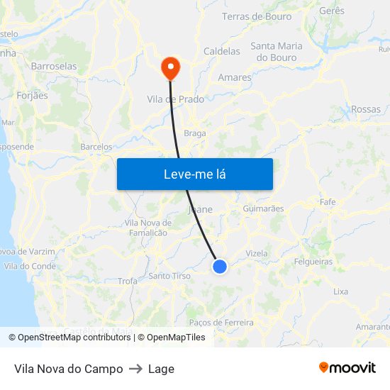 Vila Nova do Campo to Lage map