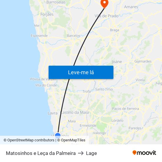 Matosinhos e Leça da Palmeira to Lage map