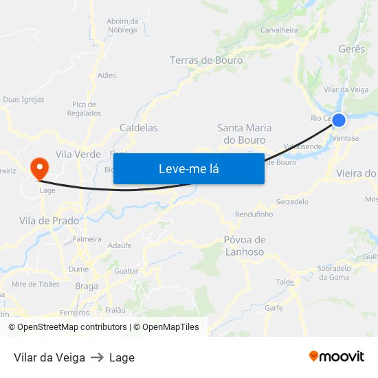 Vilar da Veiga to Lage map