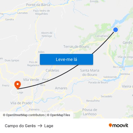 Campo do Gerês to Lage map