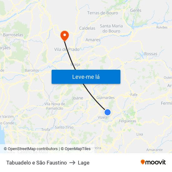 Tabuadelo e São Faustino to Lage map