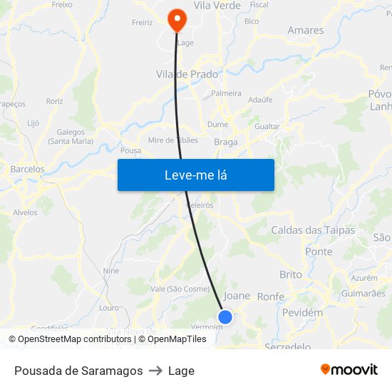 Pousada de Saramagos to Lage map
