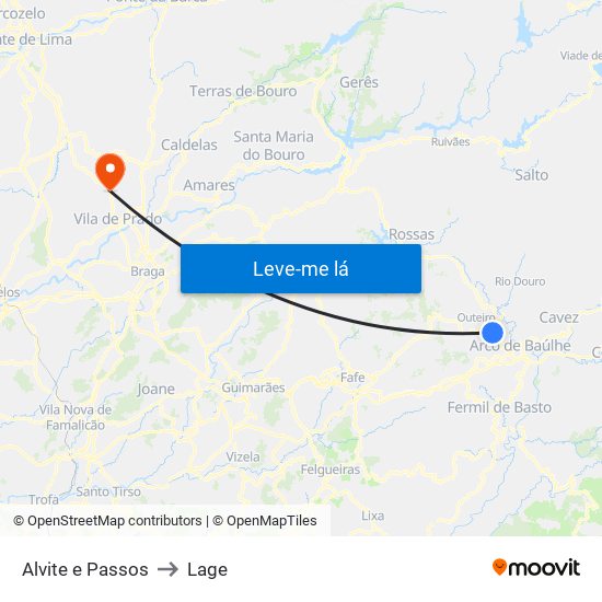Alvite e Passos to Lage map