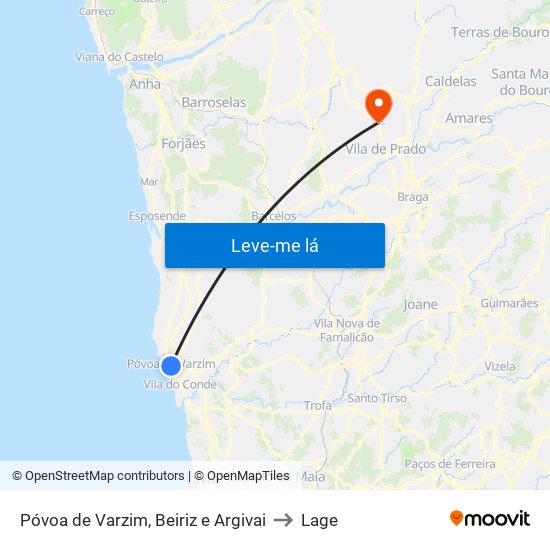 Póvoa de Varzim, Beiriz e Argivai to Lage map
