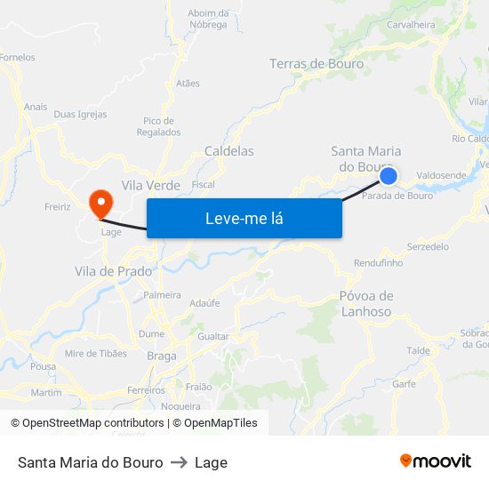 Santa Maria do Bouro to Lage map