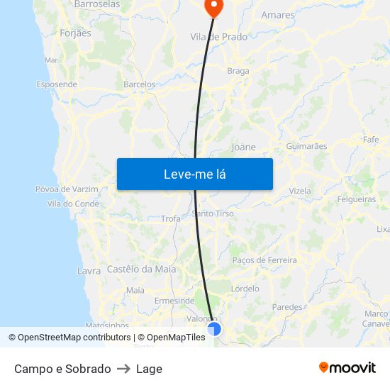 Campo e Sobrado to Lage map