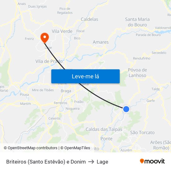 Briteiros (Santo Estêvão) e Donim to Lage map