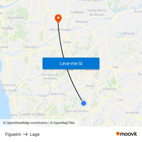 Figueiró to Lage map