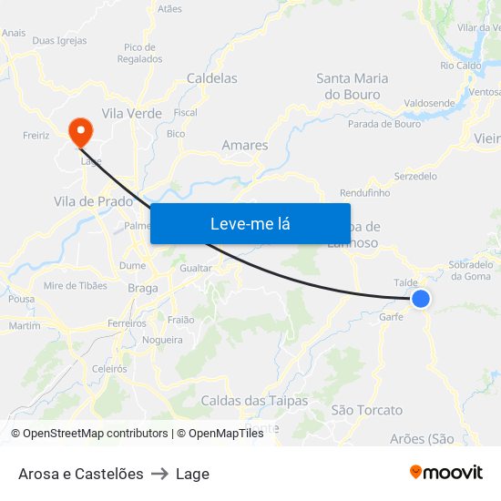 Arosa e Castelões to Lage map