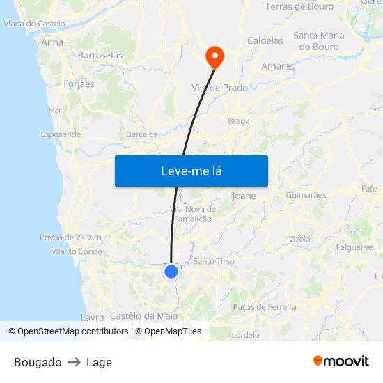 Bougado to Lage map