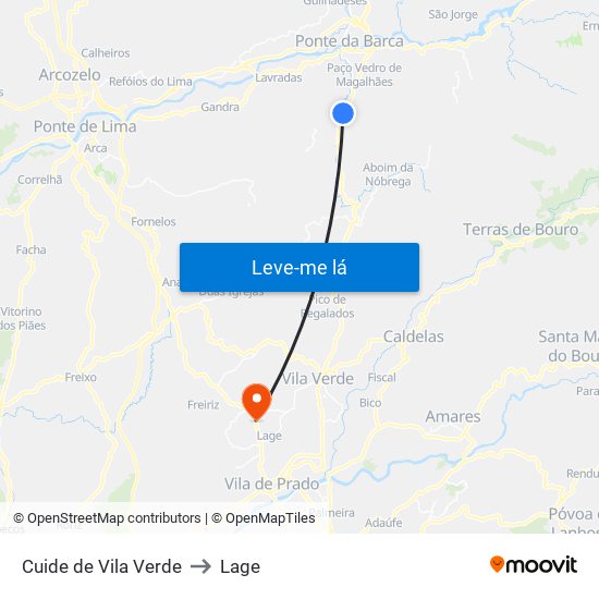 Cuide de Vila Verde to Lage map