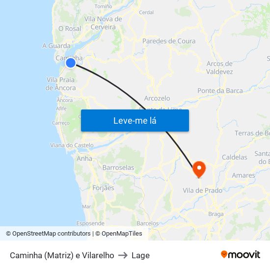 Caminha (Matriz) e Vilarelho to Lage map