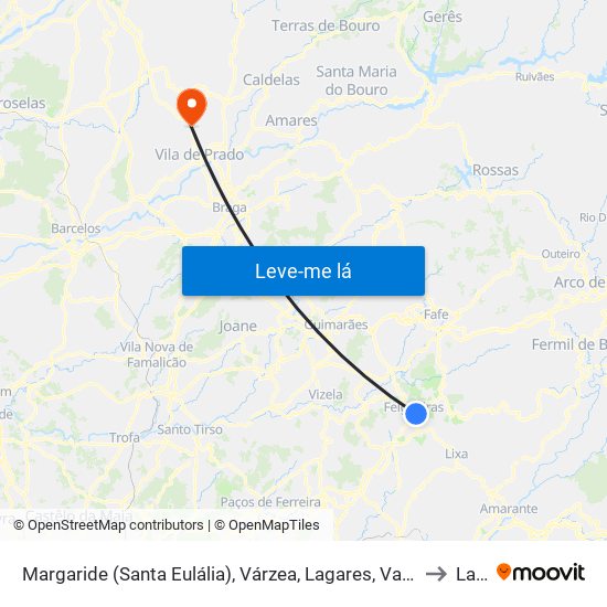 Margaride (Santa Eulália), Várzea, Lagares, Varziela e Moure to Lage map