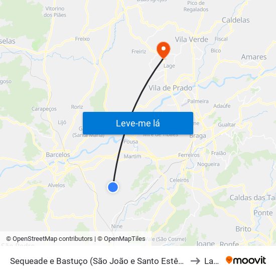 Sequeade e Bastuço (São João e Santo Estêvão) to Lage map