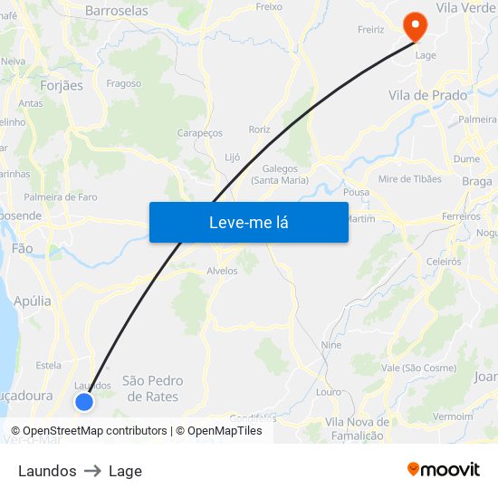 Laundos to Lage map