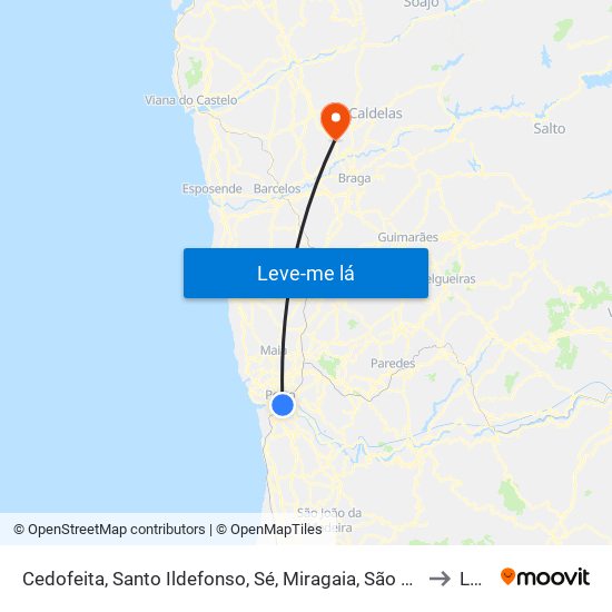Cedofeita, Santo Ildefonso, Sé, Miragaia, São Nicolau e Vitória to Lage map