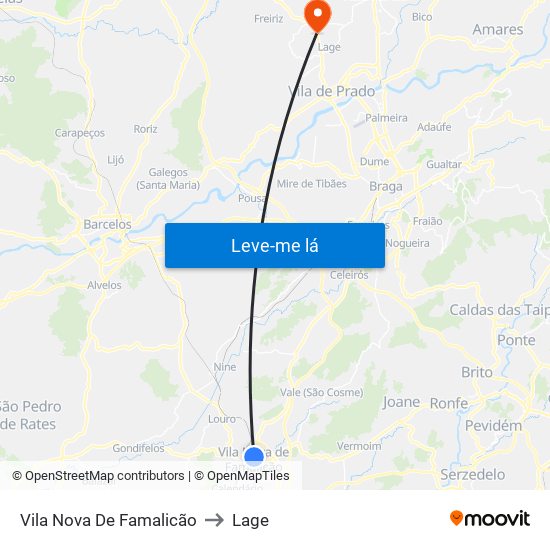 Vila Nova De Famalicão to Lage map