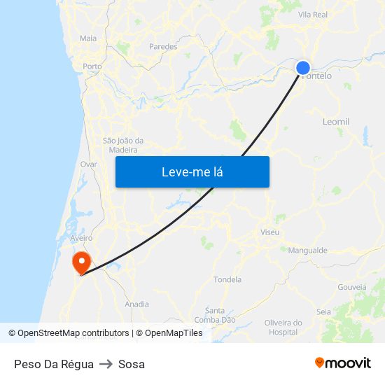 Peso Da Régua to Sosa map