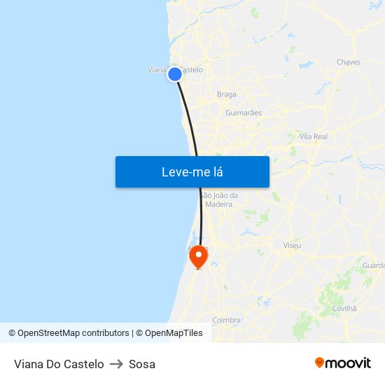 Viana Do Castelo to Sosa map