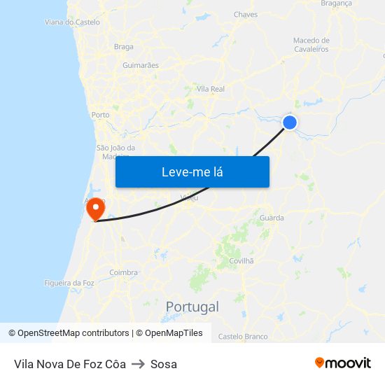 Vila Nova De Foz Côa to Sosa map