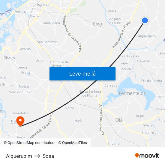 Alquerubim to Sosa map