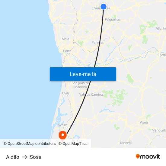 Aldão to Sosa map
