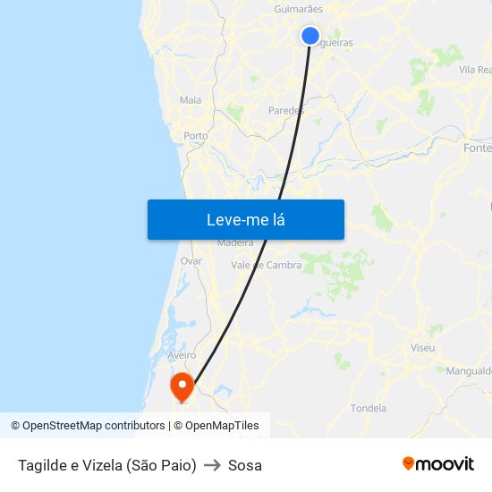 Tagilde e Vizela (São Paio) to Sosa map