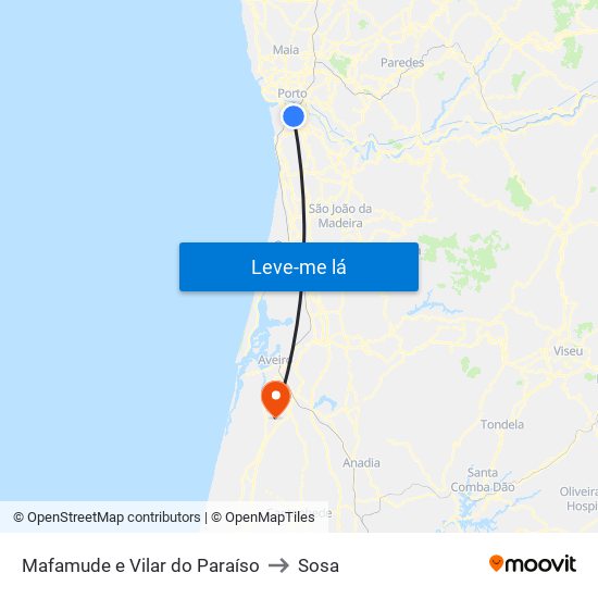 Mafamude e Vilar do Paraíso to Sosa map