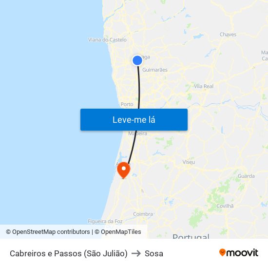 Cabreiros e Passos (São Julião) to Sosa map