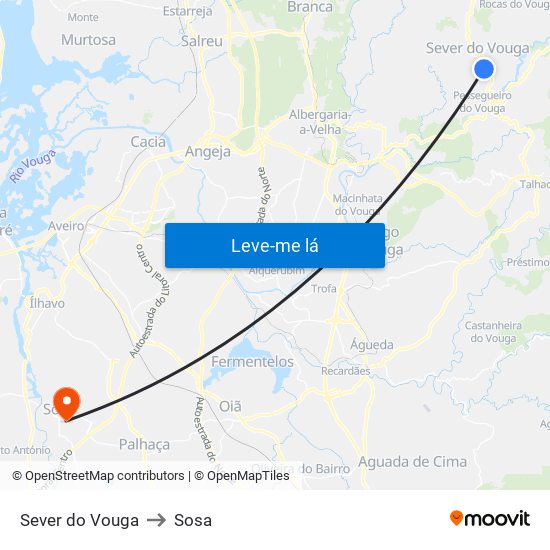 Sever do Vouga to Sosa map
