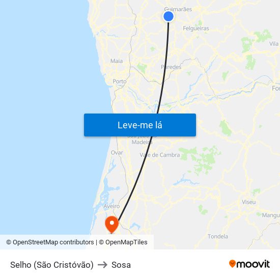 Selho (São Cristóvão) to Sosa map