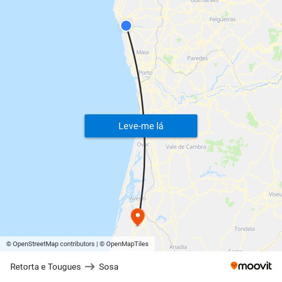 Retorta e Tougues to Sosa map