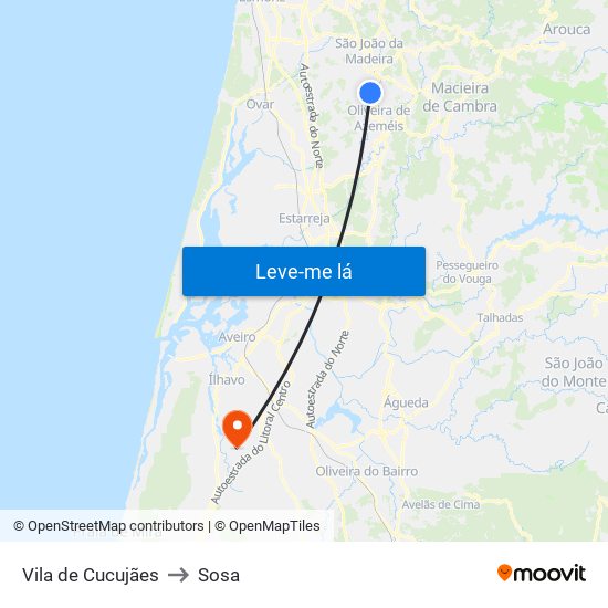 Vila de Cucujães to Sosa map
