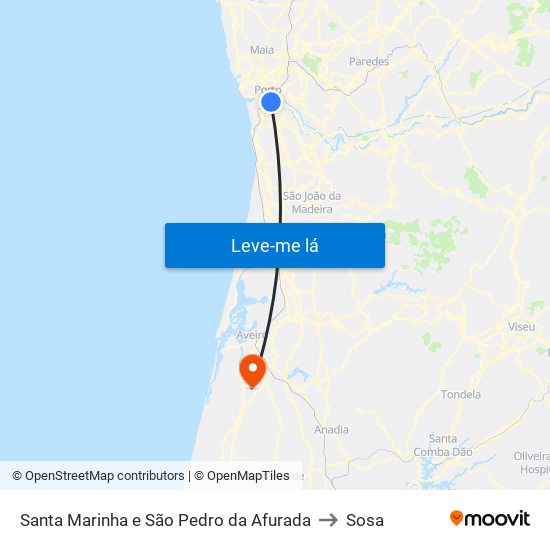 Santa Marinha e São Pedro da Afurada to Sosa map