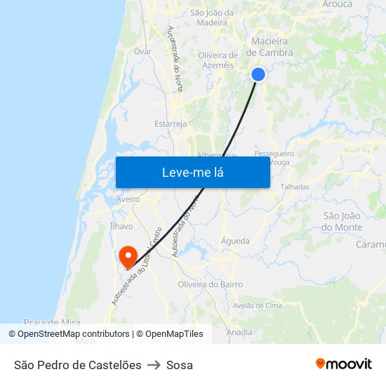 São Pedro de Castelões to Sosa map