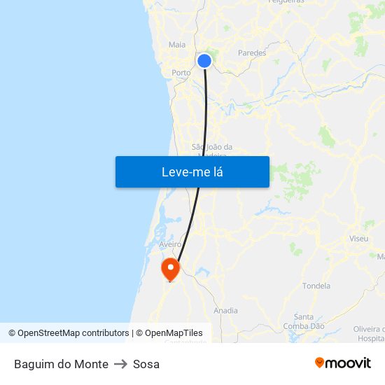 Baguim do Monte to Sosa map