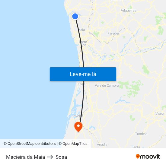 Macieira da Maia to Sosa map