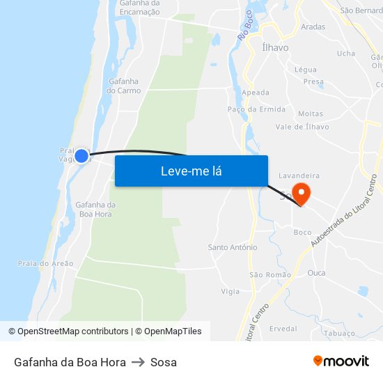 Gafanha da Boa Hora to Sosa map