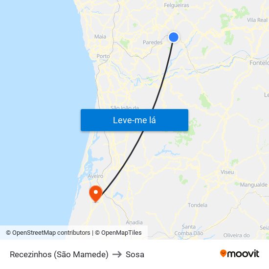 Recezinhos (São Mamede) to Sosa map