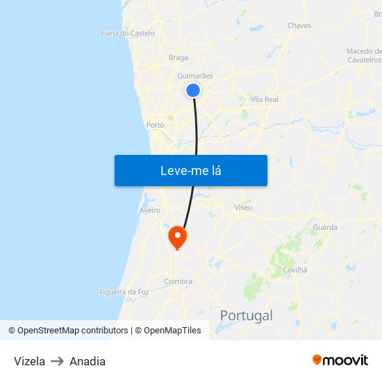 Vizela to Anadia map