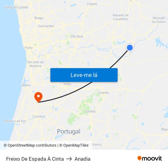 Freixo De Espada À Cinta to Anadia map