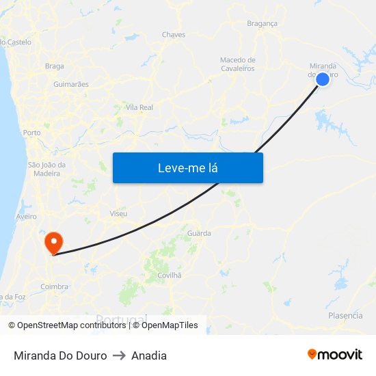 Miranda Do Douro to Anadia map