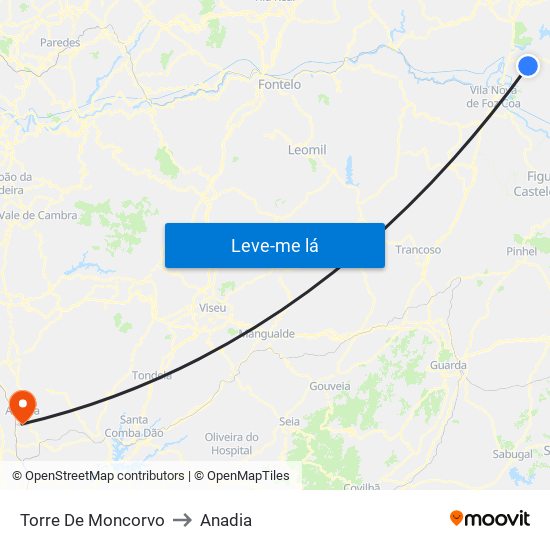 Torre De Moncorvo to Anadia map