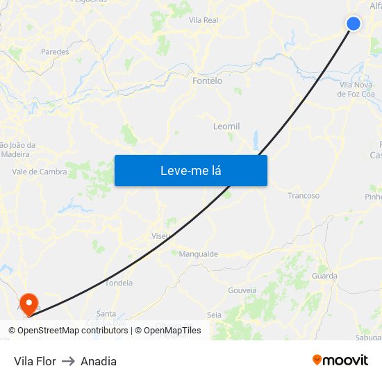 Vila Flor to Anadia map