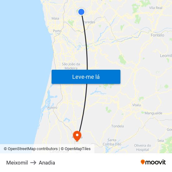 Meixomil to Anadia map